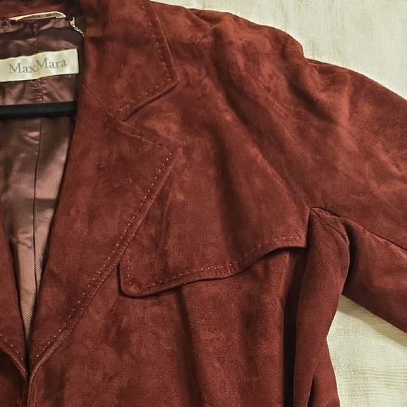 MaxMara Suede Belted Blazer - Soft Burgundy - Picture 13 of 16